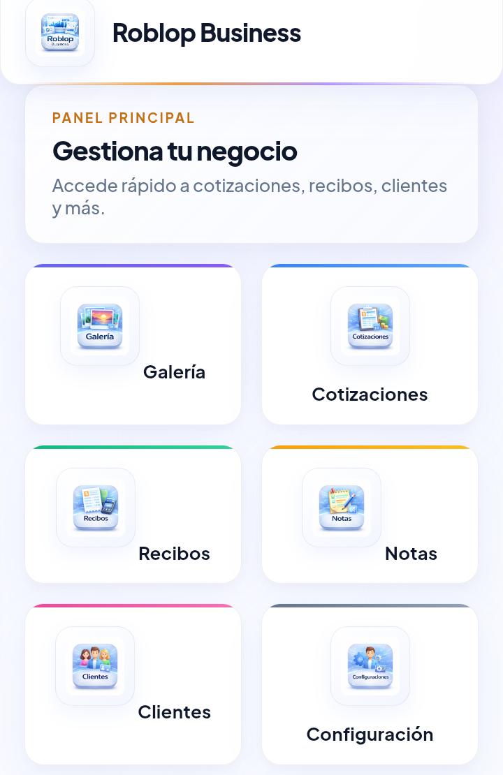 Interfaz de Roblop Business